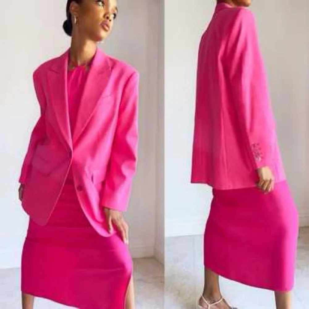 Aritzia Babaton fuchsia oversized blazer 100% Cotton Women’s Size Small - Picture 2 of 16